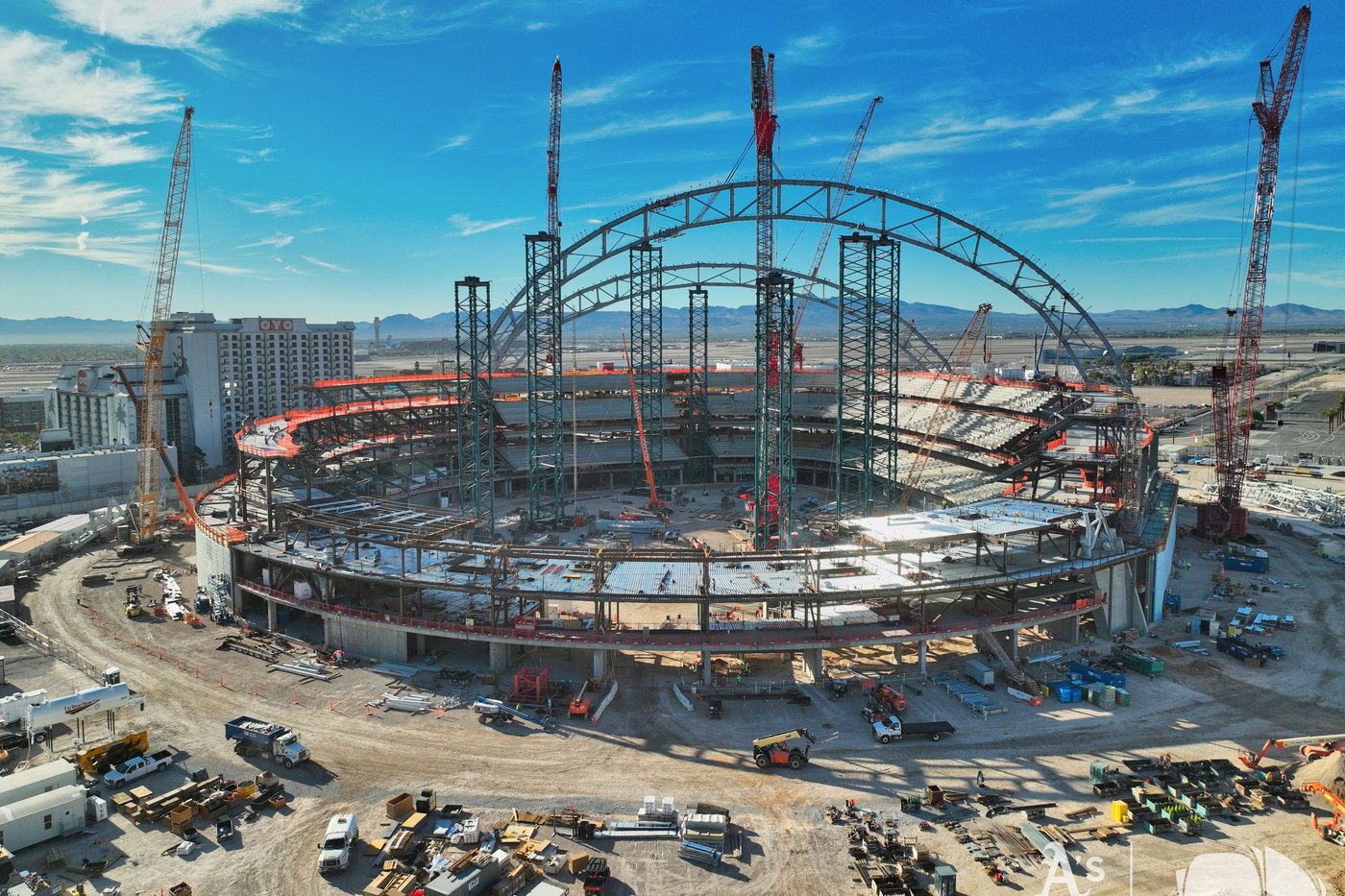 A's Las Vegas stadium takes shape as a second steel truss arch rises on the Strip | iNFOnews.ca