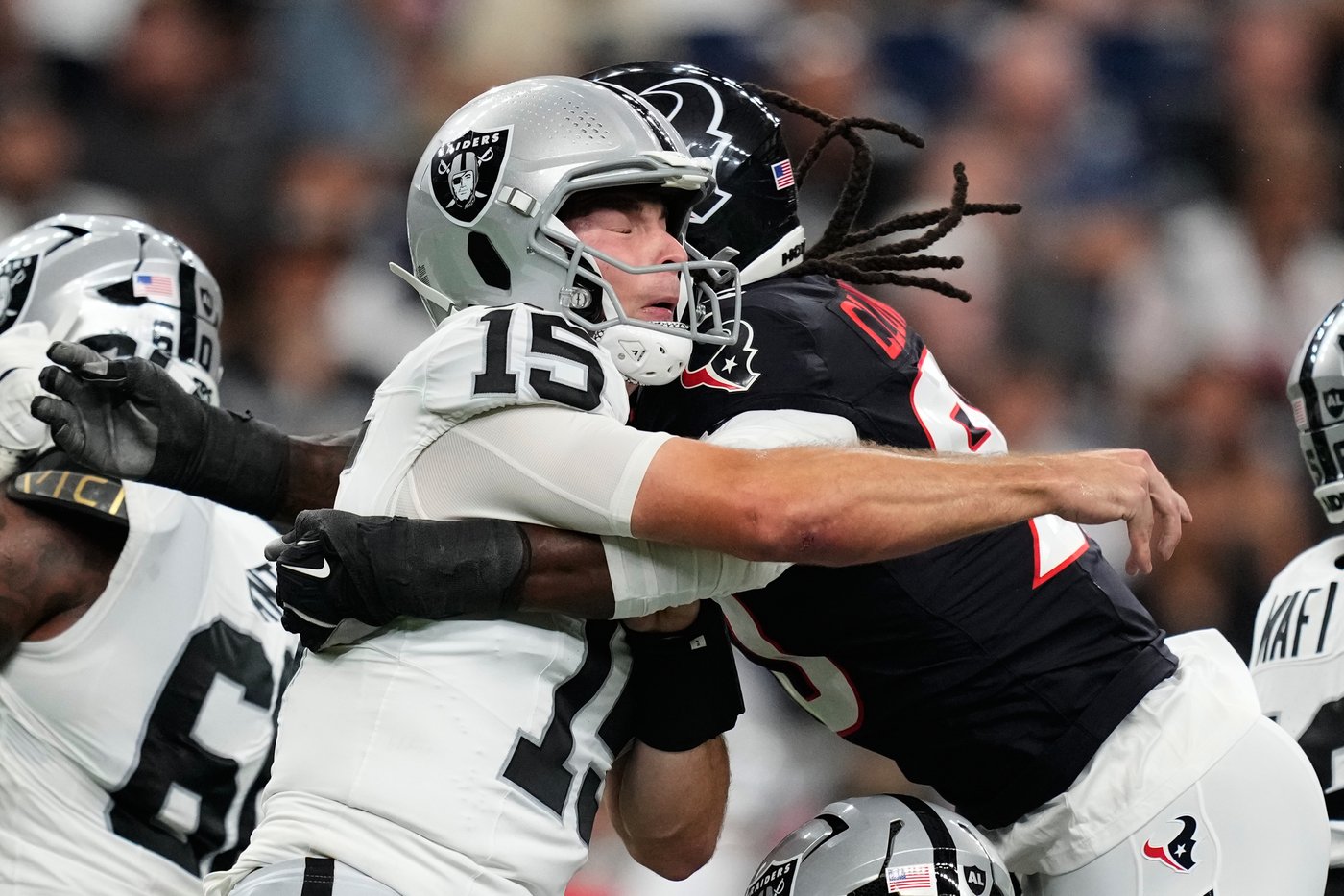 Fernando Mendoza throws a pick-6, struggles in 1st half of Raiders' 22-20 preseason win over Texans | iNFOnews.ca Fernando Mendoza throws a pick-6, struggles in 1st half of Raiders' 22-20 preseason win over Texans | iNFOnews.ca