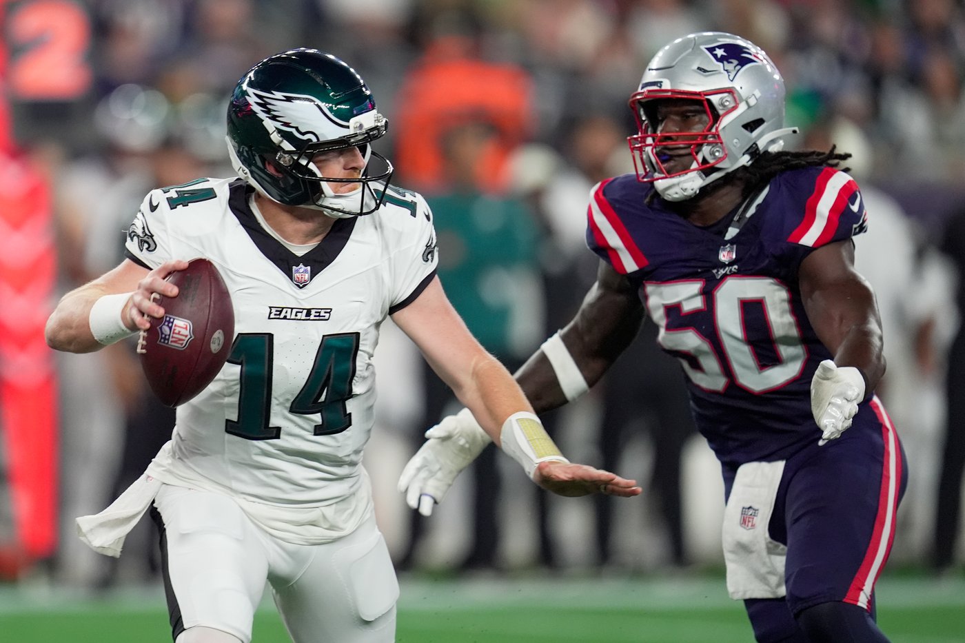 Tommy DeVito throws TD pass, Ja’Quinden Jackson taken off in ambulance as Patriots beat Eagles 24-21 | iNFOnews.ca