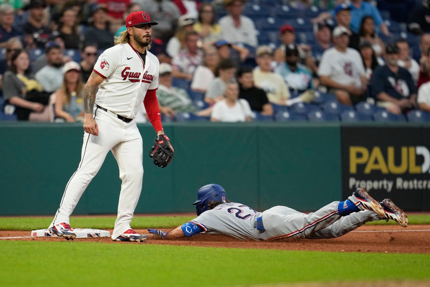 Cameron Cauley makes splash in big league debut as Rangers top Guardians 6-3 for 5th straight win | iNFOnews.ca Cameron Cauley makes splash in big league debut as Rangers top Guardians 6-3 for 5th straight win | iNFOnews.ca