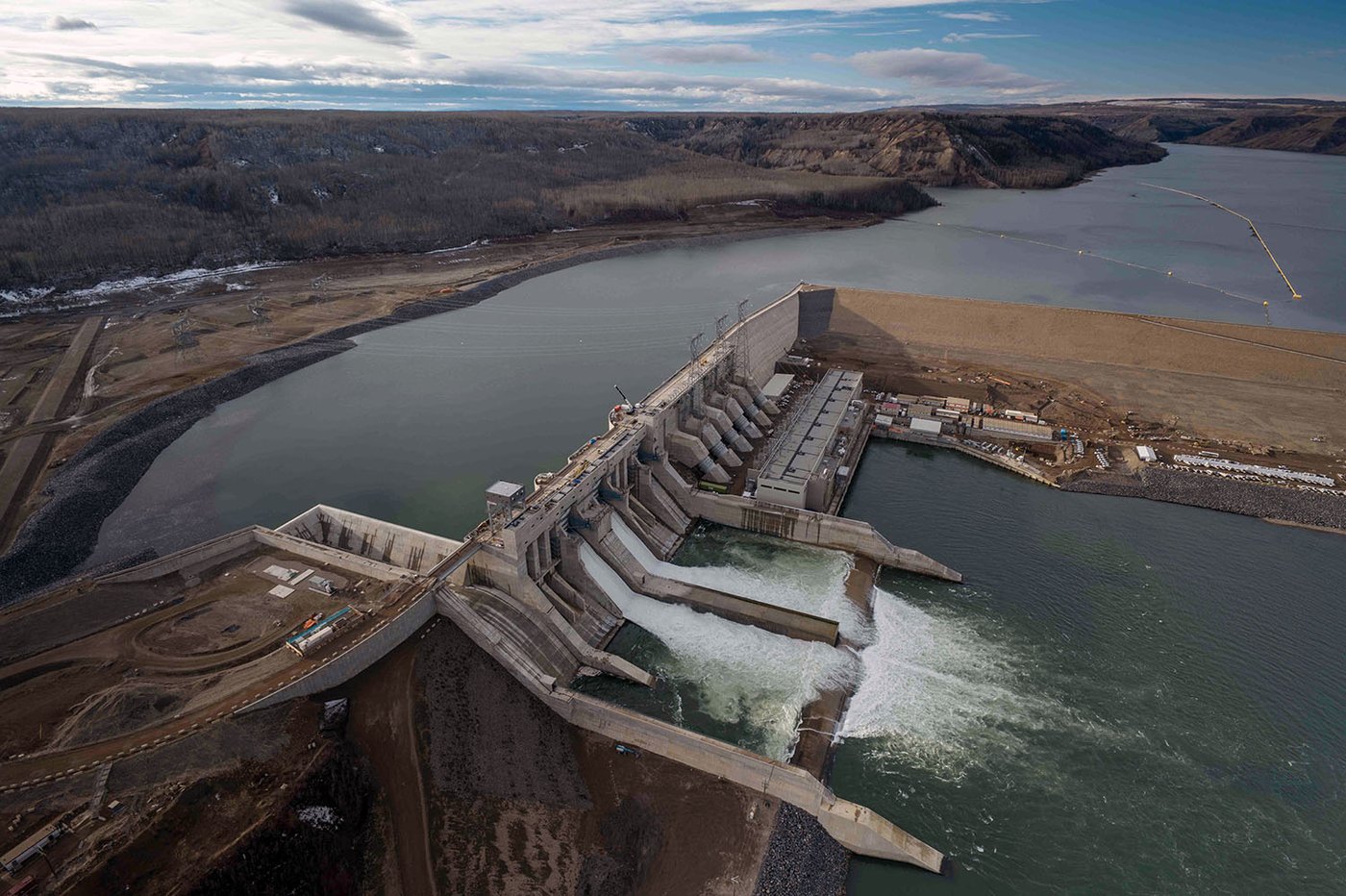 BC Hydro's Site C dam and hydroelectric generating station on the Peace River is seen in this handout photo near Fort St. John, B.C., on Nov. 6, 2024. THE CANADIAN PRESS/Handout — Site C Clean Energy Project (Mandatory Credit)