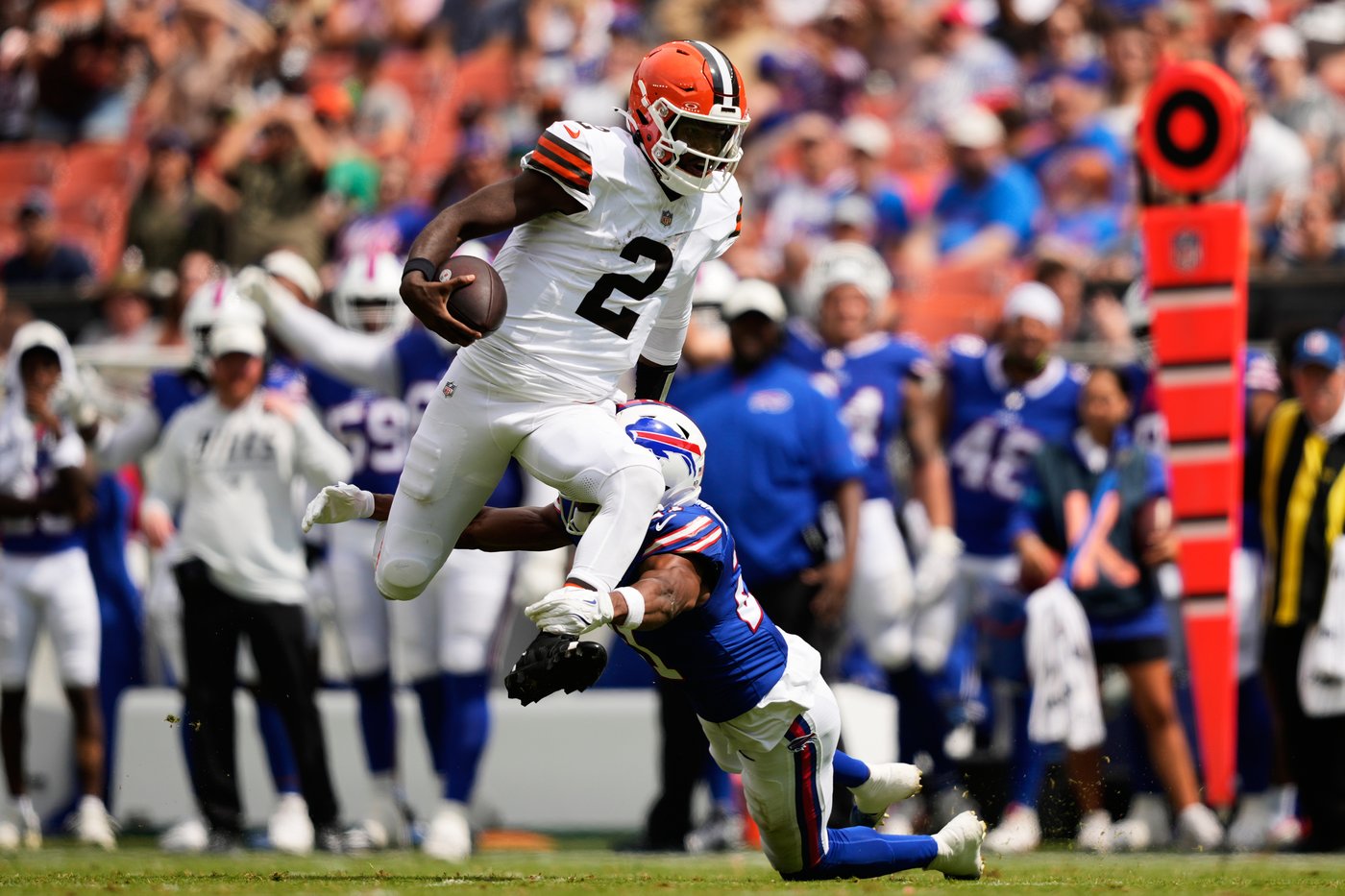 Shedeur Sanders throws TD pass in final chance to win starting QB job but Bills batter Browns 31-7 | iNFOnews.ca Shedeur Sanders throws TD pass in final chance to win starting QB job but Bills batter Browns 31-7 | iNFOnews.ca