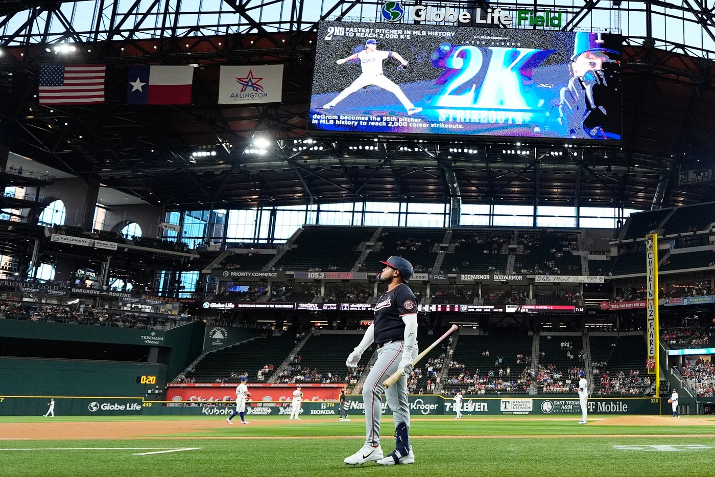 Rangers' Jacob deGrom surpasses 2,000 K's and combines with 3 on 1-hitter in 2-0 win over Nationals | iNFOnews.ca
