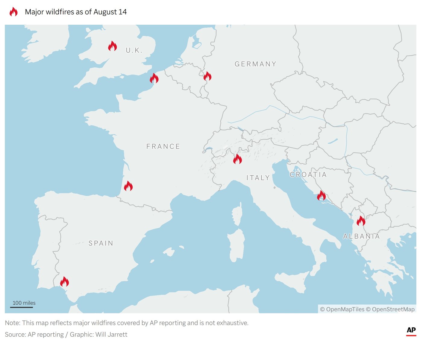 European countries battle multiple wildfires as record heat grips the continent | iNFOnews.ca