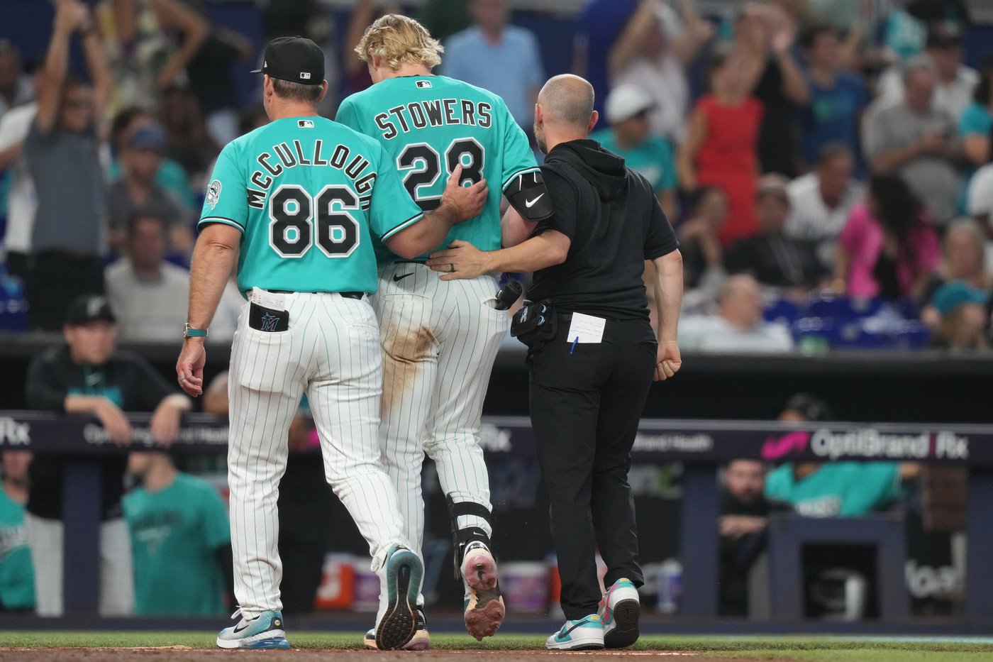 Stowers has 2 hits and 2 RBIs, then leaves with hamstring discomfort as Marlins beat Angels 12-3 | iNFOnews.ca