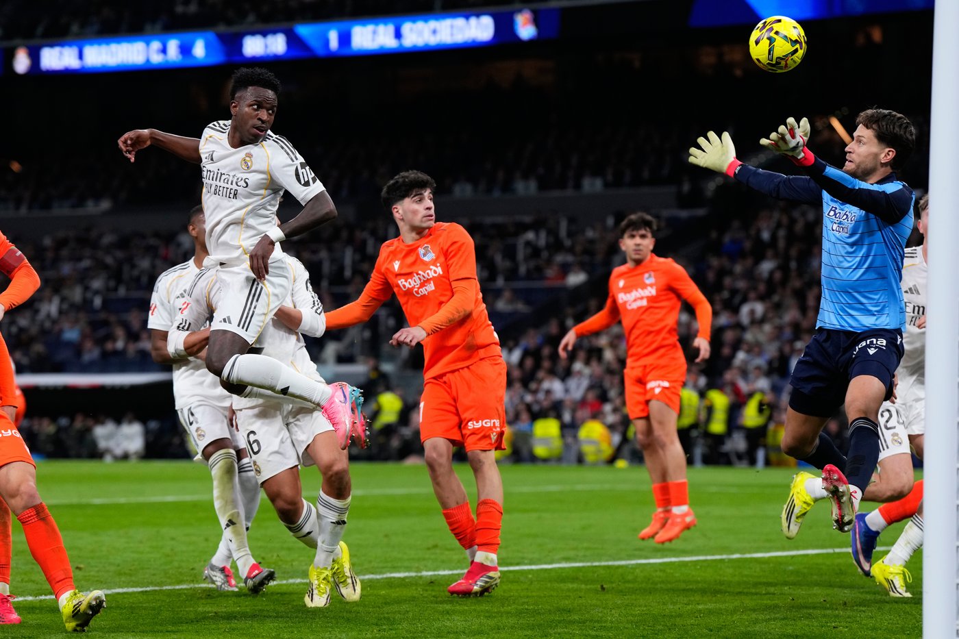 Vinícius Júnior scores 2 and Mbappé-less Real Madrid beats Real Sociedad 4-1 to move top in Spain | iNFOnews.ca