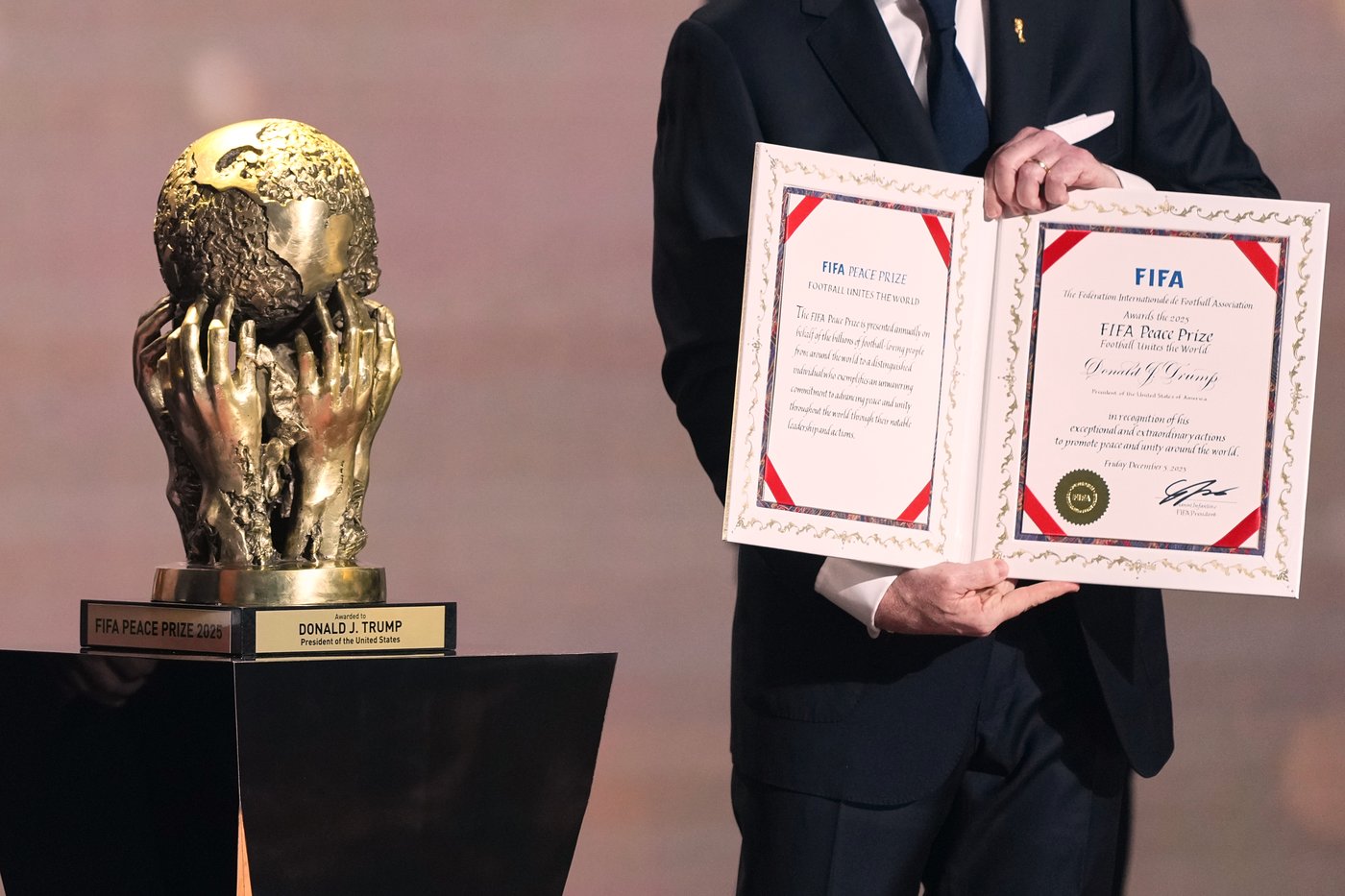 FIFA gives President Donald Trump a peace prize in a departure from its traditional focus on sport | iNFOnews.ca