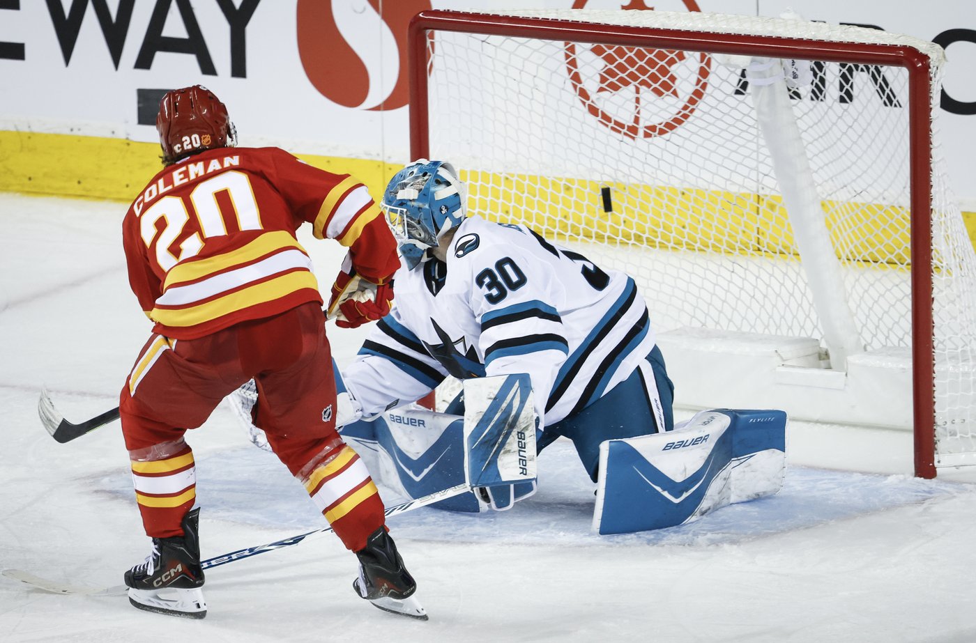 Wolf posts 16-save shutout, Calgary Flames blank San Jose Sharks 2-0 | iNFOnews.ca