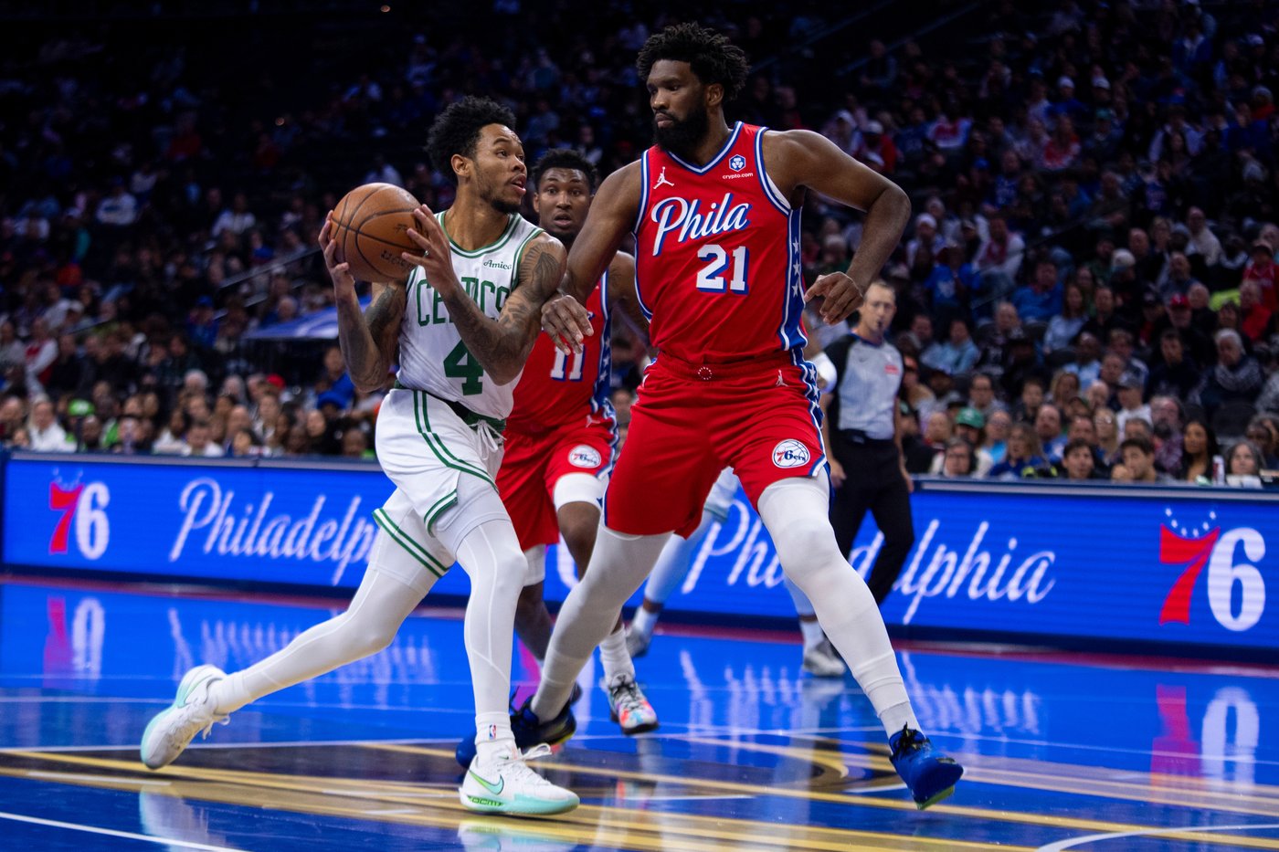 Philadelphia's Joel Embiid is fined $50,000 for a lewd gesture during a game against Boston | iNFOnews.ca