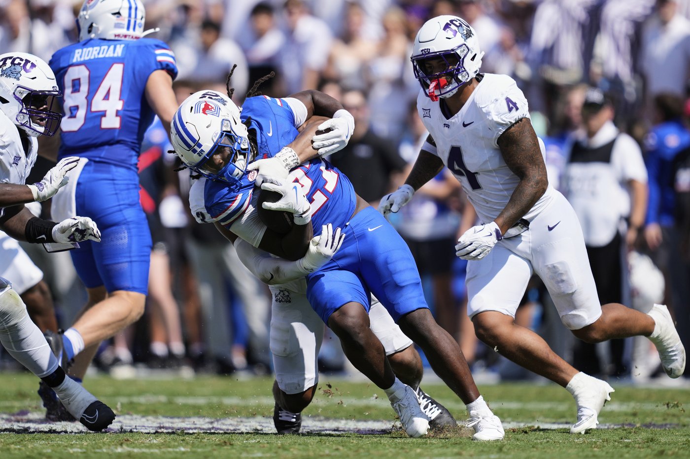 Eric McAlister has 254 yards and 3 TDs receiving as TCU beats SMU 35-24 in last scheduled meeting | iNFOnews.ca