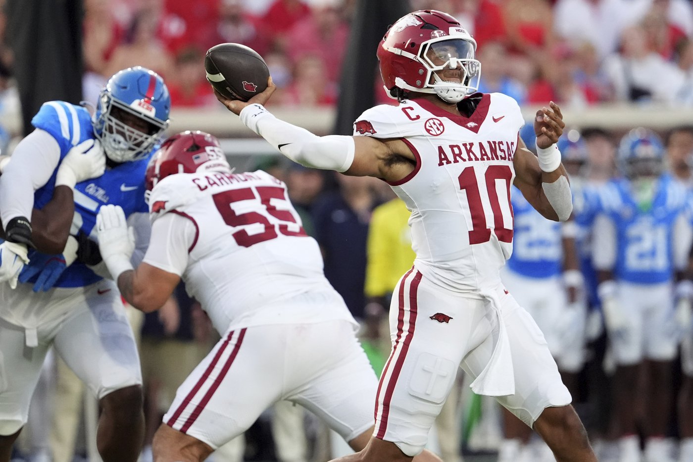 Backup QB Trinidad Chambliss shines in surprise start as No. 17 Ole Miss outlasts Arkansas 41-35 | iNFOnews.ca
