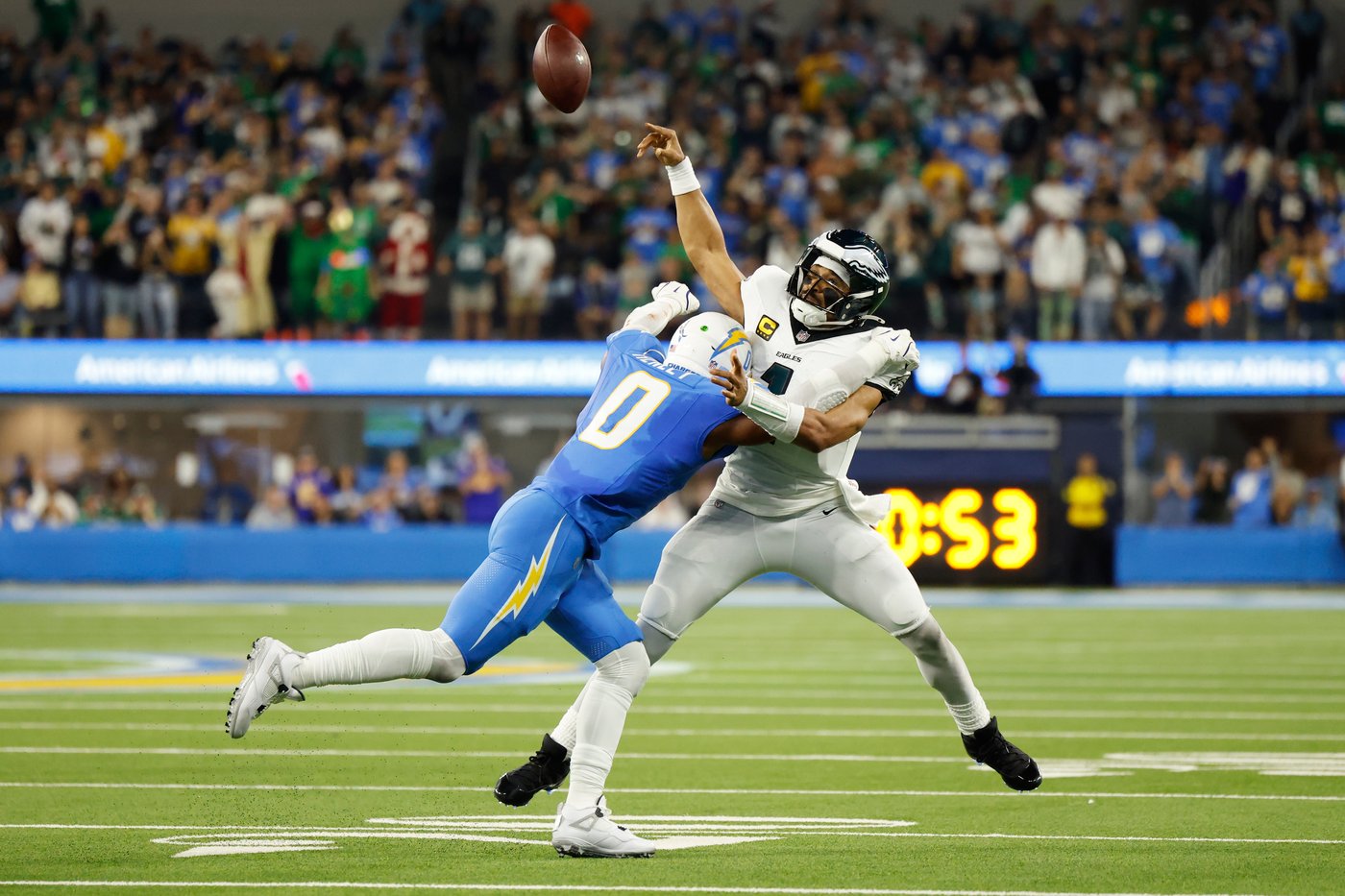 Chargers' Dicker kicks winning field goal, Jefferson's interception seals 22-19 OT win over Eagles | iNFOnews.ca