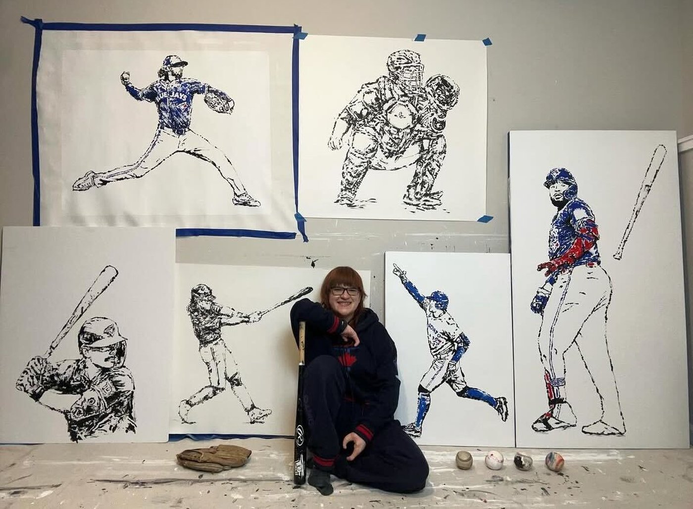 Artist uses baseball bats and balls to create paintings of Blue Jays | iNFOnews.ca Artist uses baseball bats and balls to create paintings of Blue Jays | iNFOnews.ca