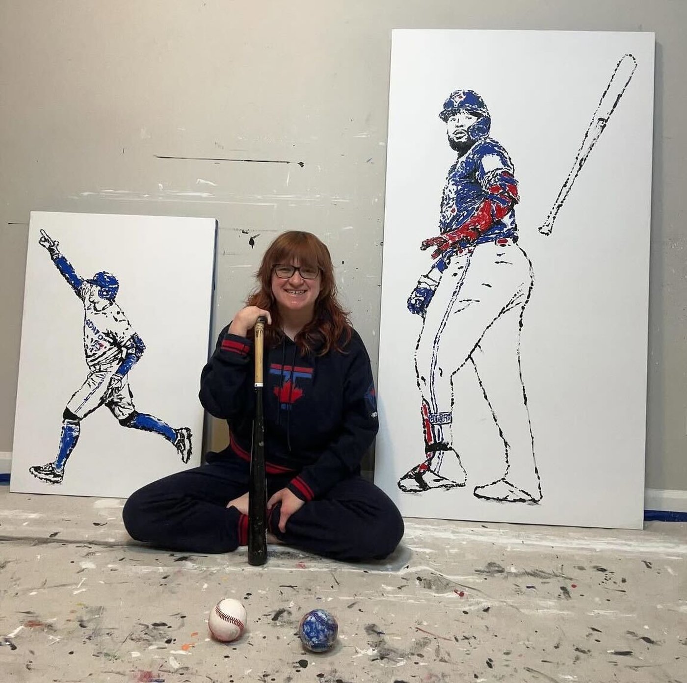 Artist uses baseball bats and balls to create paintings of Blue Jays | iNFOnews.ca Artist uses baseball bats and balls to create paintings of Blue Jays | iNFOnews.ca
