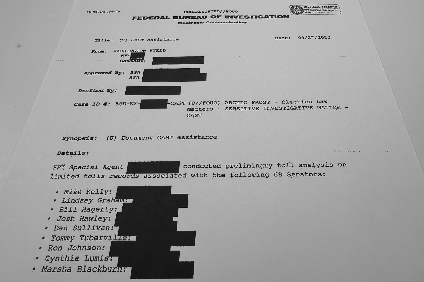 FBI analyzed phone records of senators as part of Trump Jan. 6 probe, lawmakers say | iNFOnews.ca