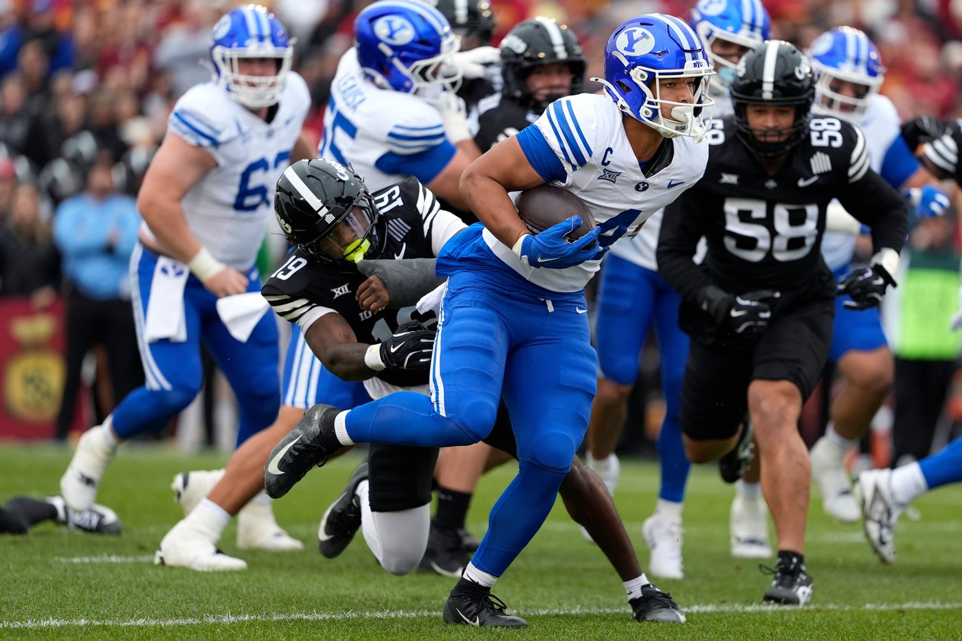 Faletau Satuala's pick-6 lets No. 11 BYU pull away for 41-27 win over Cyclones and another 8-0 start | iNFOnews.ca Faletau Satuala's pick-6 lets No. 11 BYU pull away for 41-27 win over Cyclones and another 8-0 start | iNFOnews.ca